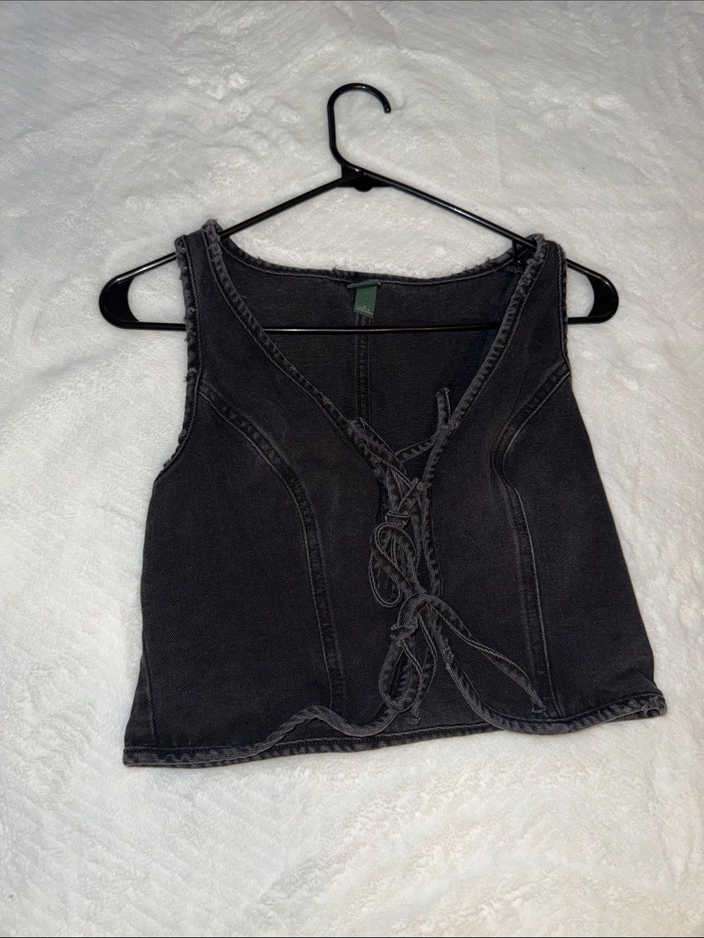 wild fable Black Lace-Up Denim-Style Camisole